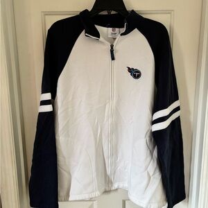 Women’s NFL Tennessee Titans Football White and Blue Quarterzip Sweatshirt Sz XL